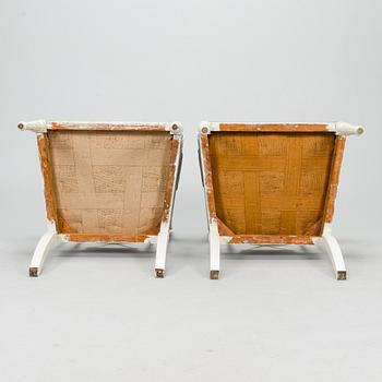 A pair of late gustavian style armchairs, early 20th century.