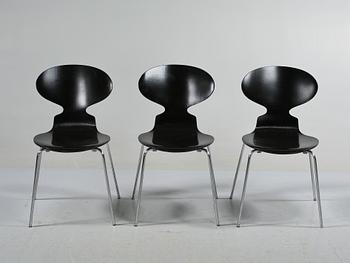 STOLAR, 3 st, "Myran", Arne Jacobsen, Fritz Hansen, Danmark, 1976.