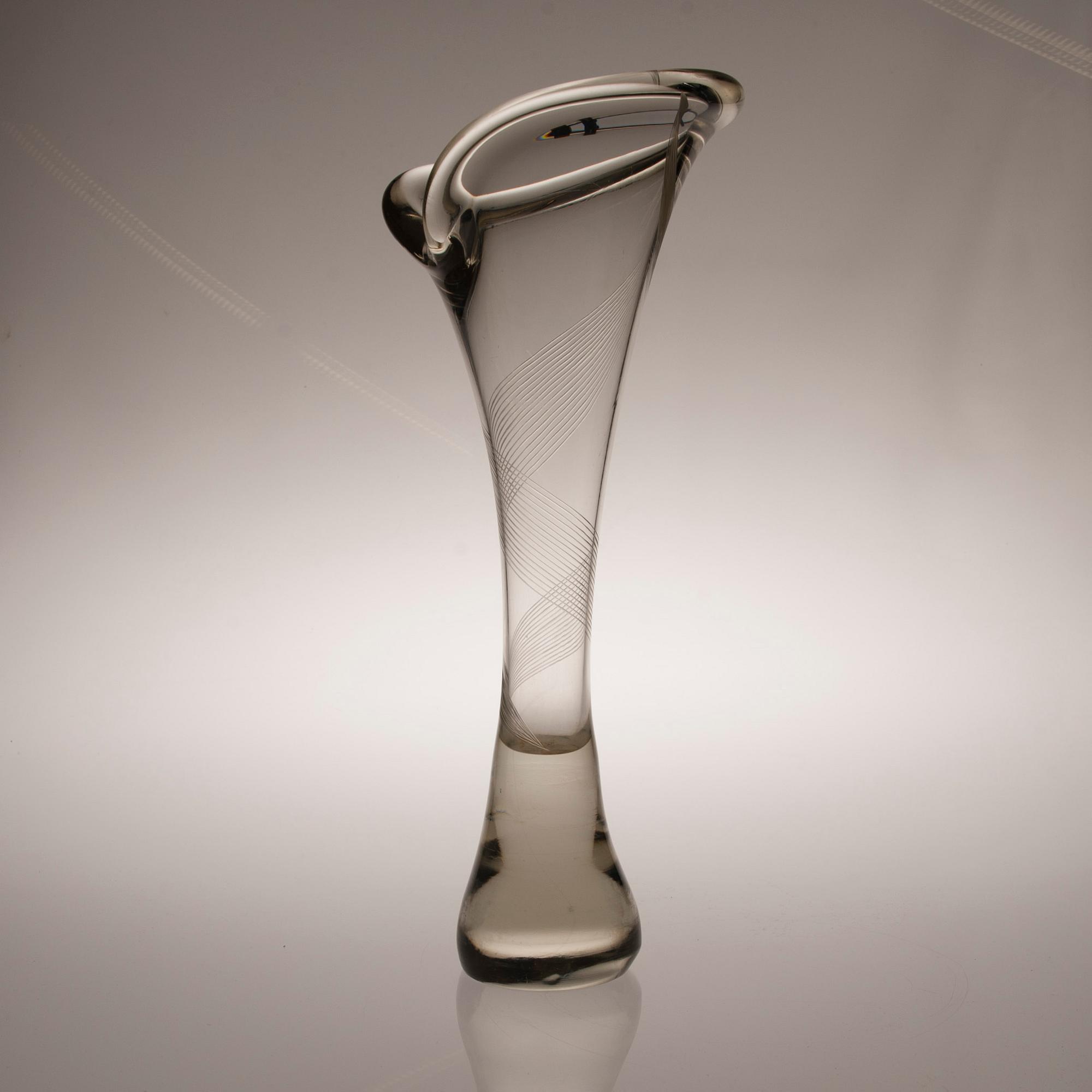 VAS, glas, "Kalla", signerad Helander, Humppilan lasi, 1960-talet.