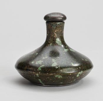 346. A Hans Hedberg faiance bottle with stopper.