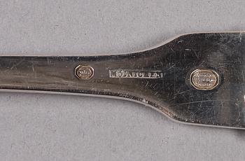 UPPLÄGGNINGSBESTICK, 7 st, silver. 1800/1900-tal.