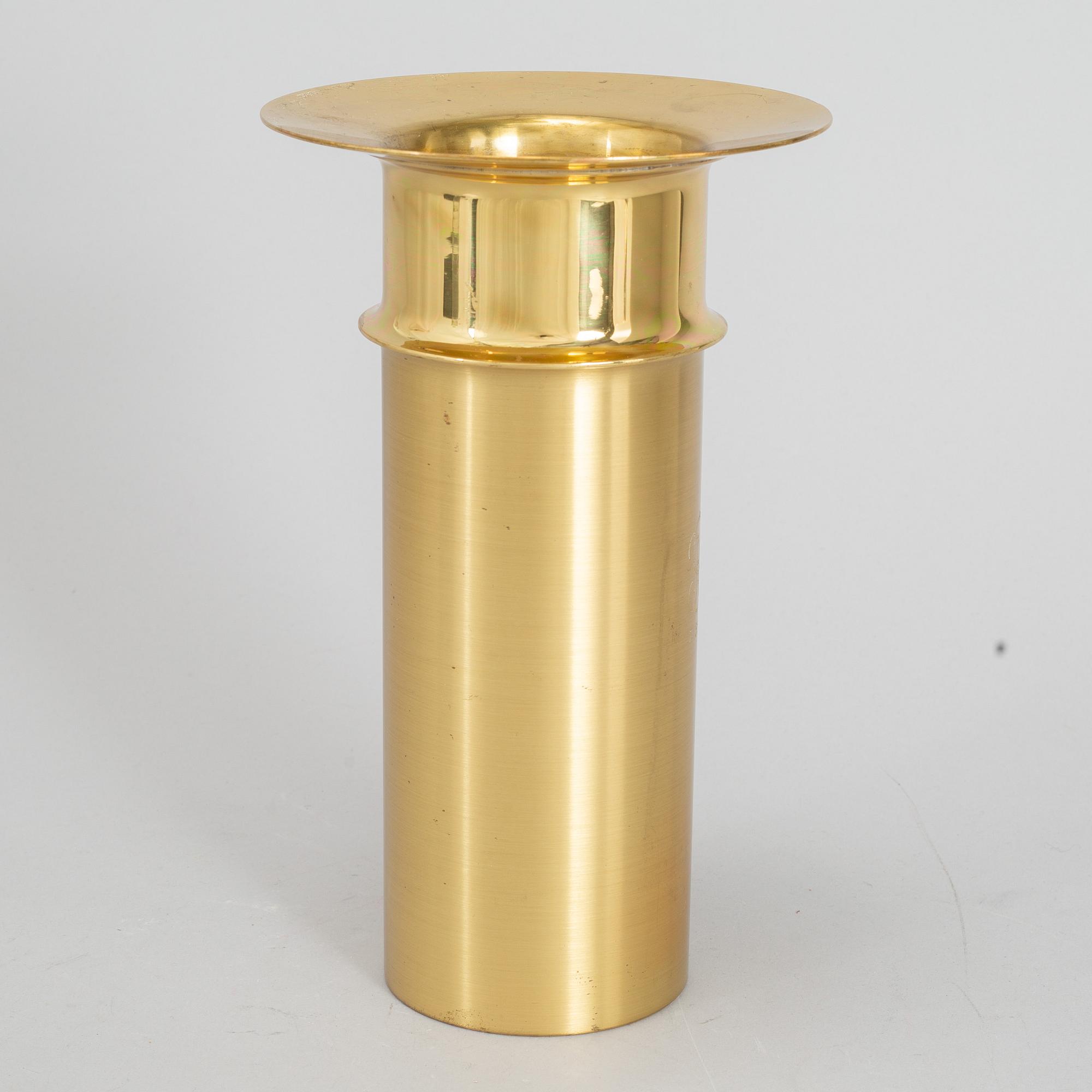 A brass candle stick by Tapio Wirkkala, Kultakeskus OY, Finland.