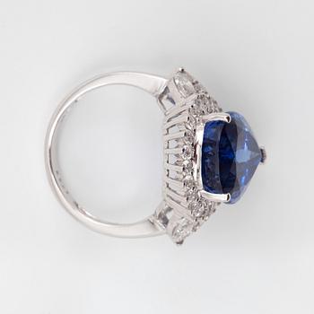 A tanzanite, 8.23 cts, and diamond, 1.31 cts, ring.