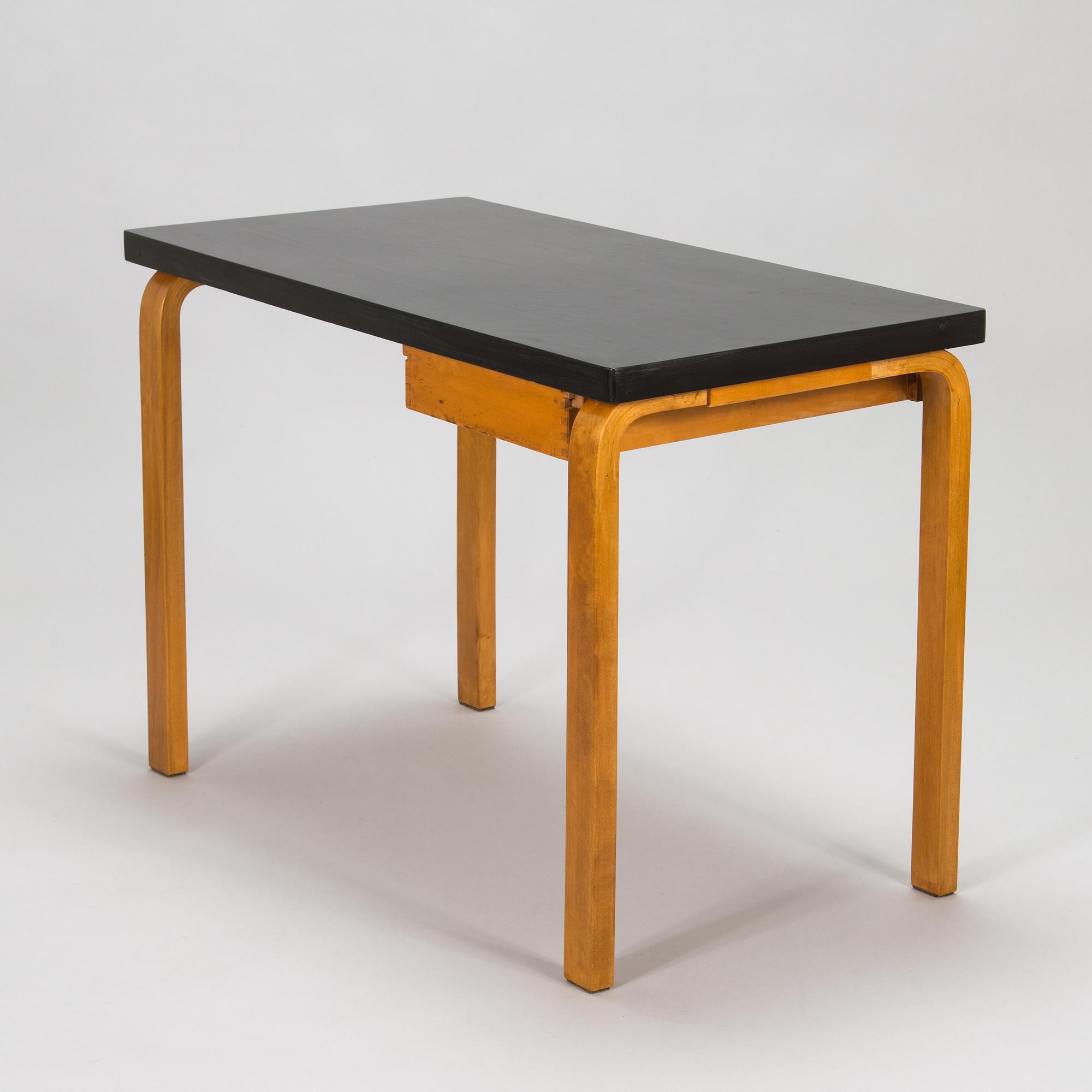 Alvar Aalto, amid 20th century 'K81' desk and '60' stool for O.Y. Huonekalu-ja Rakennustyötehdas A.B.