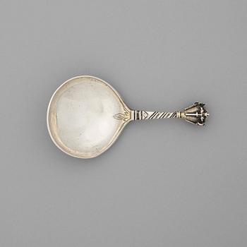 1044. A Swedish 17th century parcel-gilt spoon, unknown makers mark.