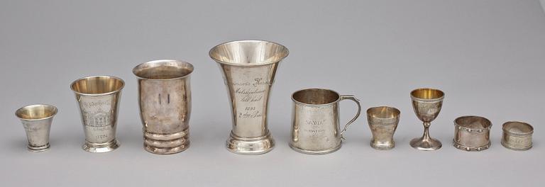 PARTI SILVER, 23 delar, bla CG Hallberg, Stockholm, 1896. Tot vikt ca 770g.