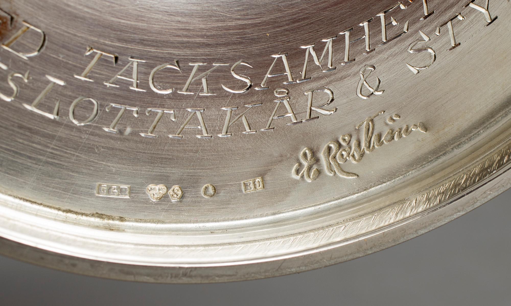 LJUSSTAKAR, ett par, silver, Eric Råström, C.G Råström, Stockholm, 1955, vikt ca 348 gram.