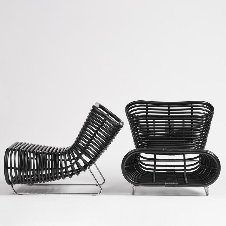 Enzo Berti, a pair of "Kora" lounge chairs, Ferlea, Italy, post 2004.