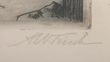 ALFRED WILLIAM FINCH, etsning, signerad.