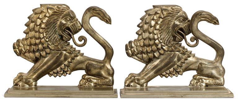 A pair of Anna Petrus pewter bookstands, Firma Svenskt Tenn 1928.