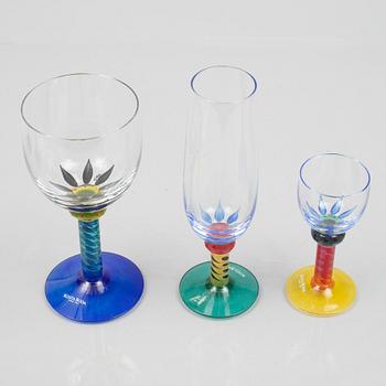 Ken Done, ten glasses, Kosta Boda, Sweden, late 20th century.