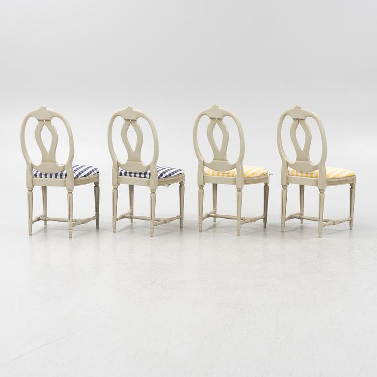 A set of four Gustavian style chairs, 20th Century.