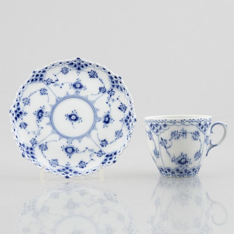 Royal Copenhagen, a 49-piece "Blue Fluted" porcelain service, half and full lace, Denmark.