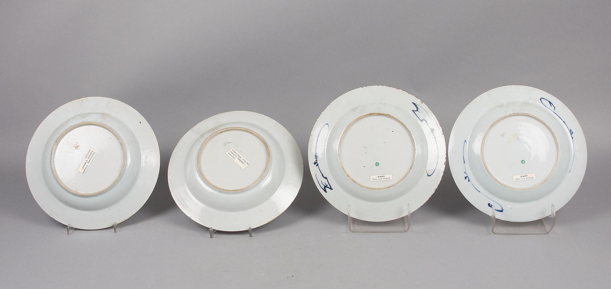 TALLRIKAR, 4 st, porslin, Kina, Qianlong, 1700-tal.