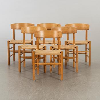 Six BØRGE MOGENSEN "J39" chairs, Denmark.