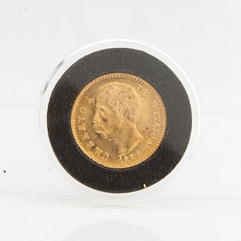 Guldmynt Italien, Umberto I 20 Lire, 1881.