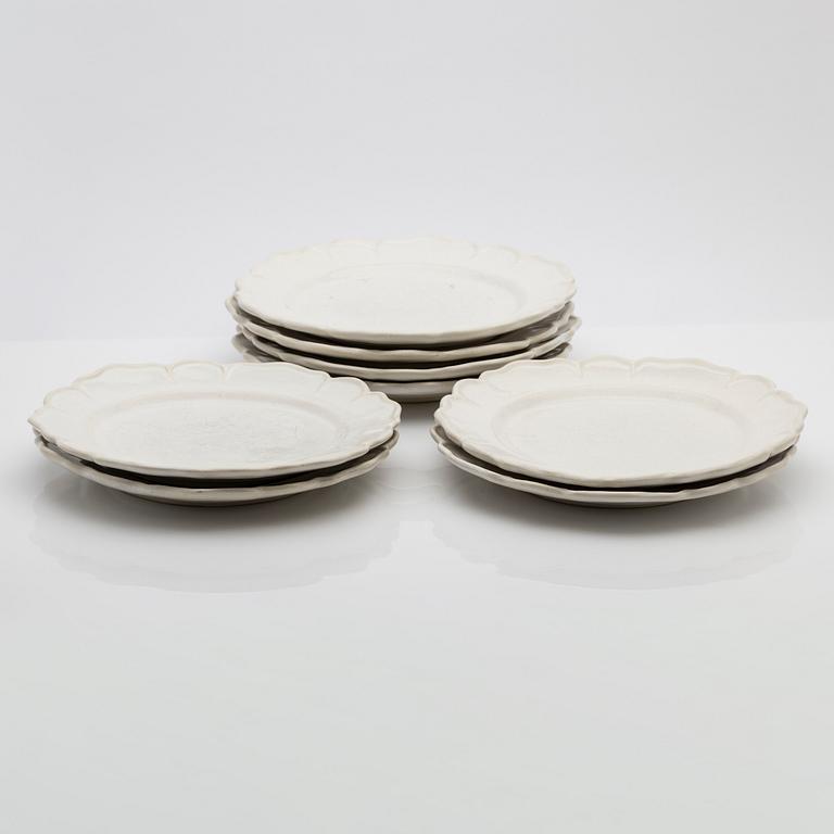 Birgitta Watz, plates, 8 pcs, faience, Rococo style, 1970s.