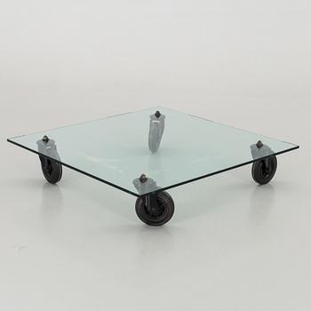 GAE AULENTI, coffee table, "Tavolo con Ruote", Gae Aulenti, Fontana Arte, Italy. .