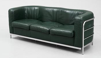 A Jonathan De Pas, Donato D'Urbino & Paolo Lomazzi three seated green leather 'Onda' sofa, Zanotta, Italy.