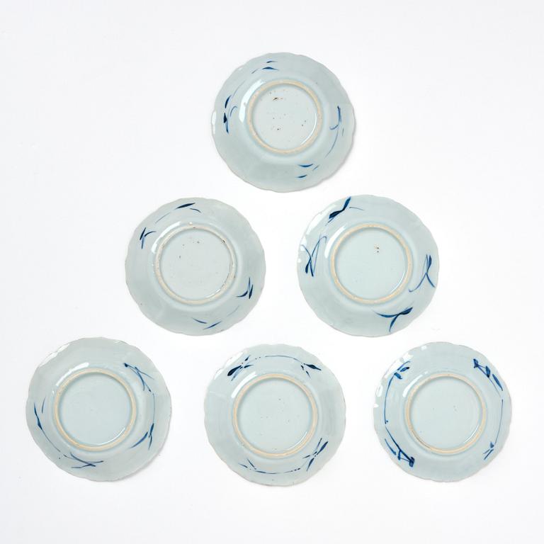 A set of six cups with stands, Qing dynasty, Kangxi (16662-1722).