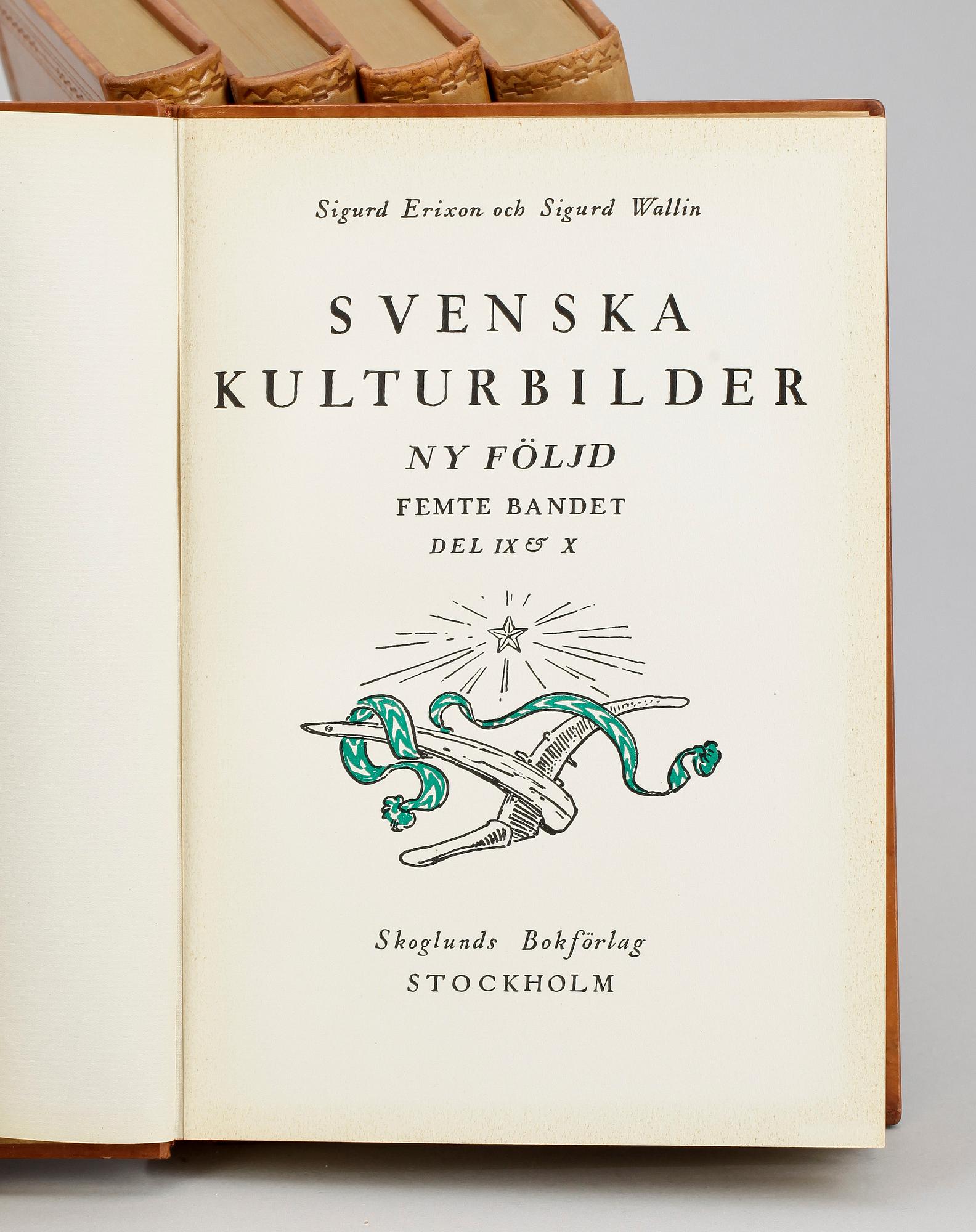 BOKVERK, 12 vol, "Svenska kulturbilder" resp "Svenska kulturbilder, ny följd" av Sigurd Erixon, Stockholm 1932 resp 1934.