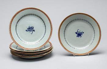 TALLRIKAR, 7 st, Kina Qianlong (1736-1795).