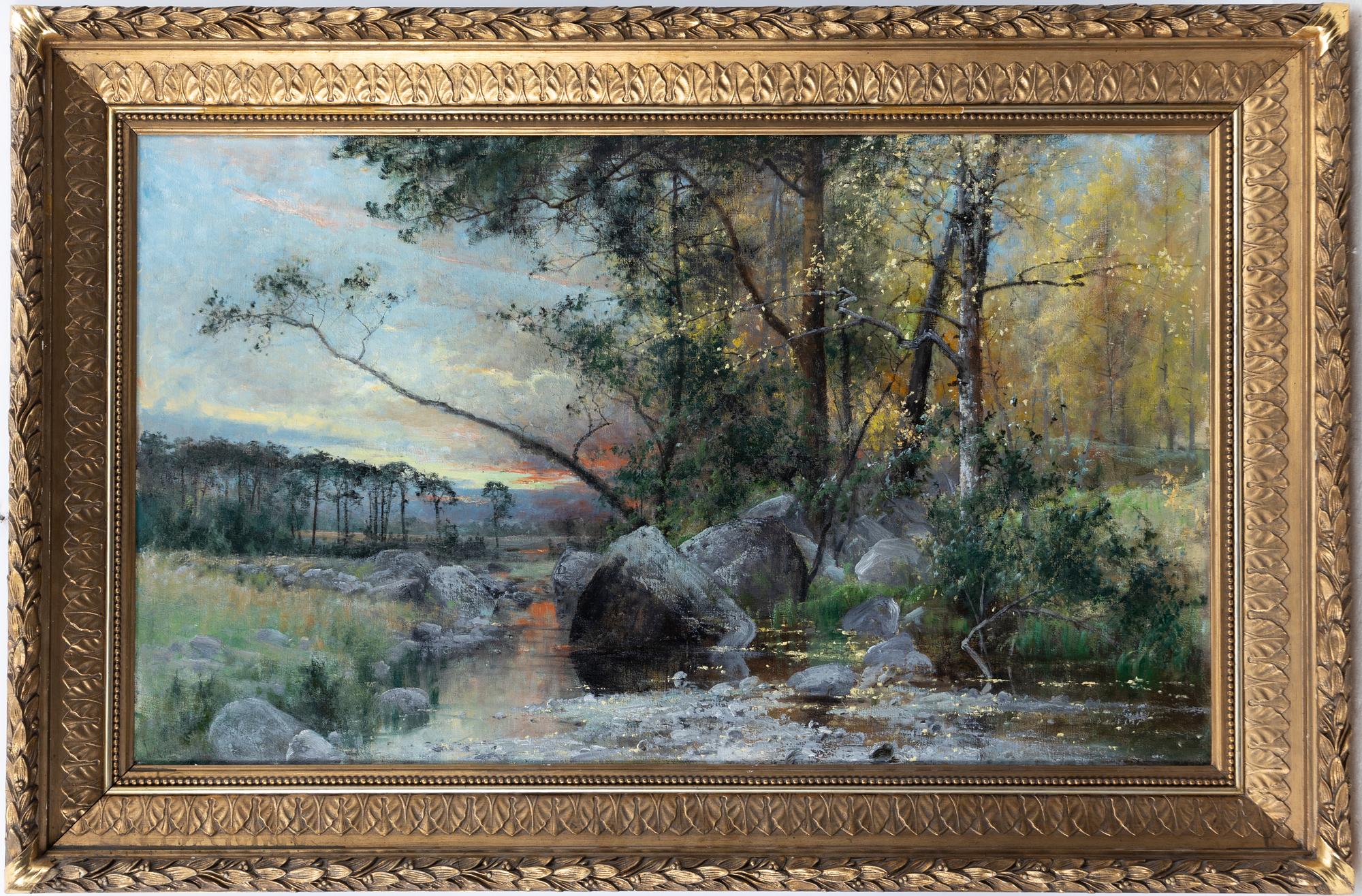 Arvid Mauritz Lindström, Summer landscape at dusk.