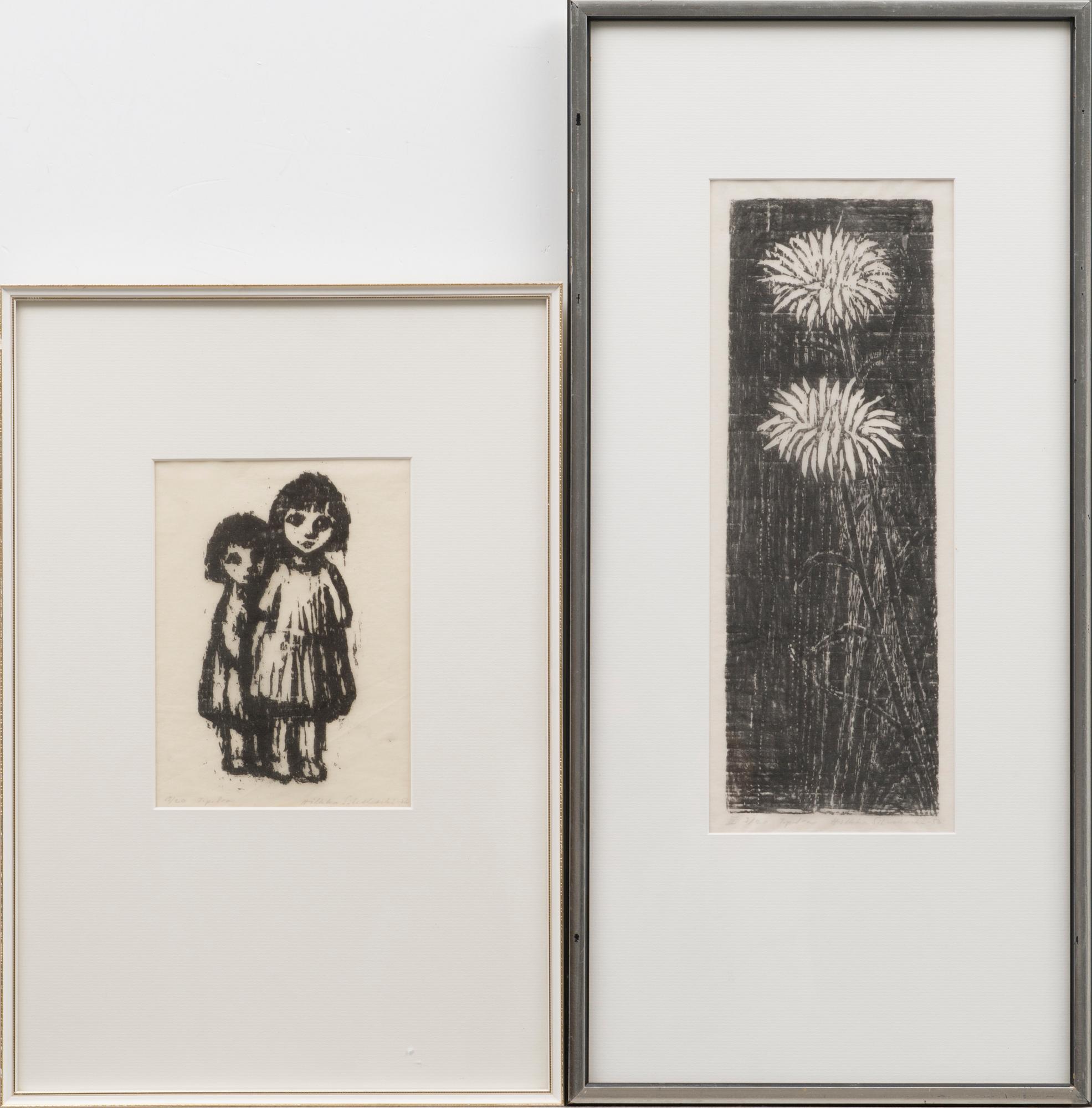 HILKKA SILVEKOSKI, 2 kpl puupiirroksia, signeeratut ja päivätyt -52/-56.