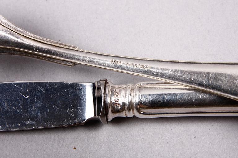 BESTICKSUPPSÄTTNING, 49 delar, silver.
GAB, Stockholm. Modell svensk rund, bl a dat. 2000.