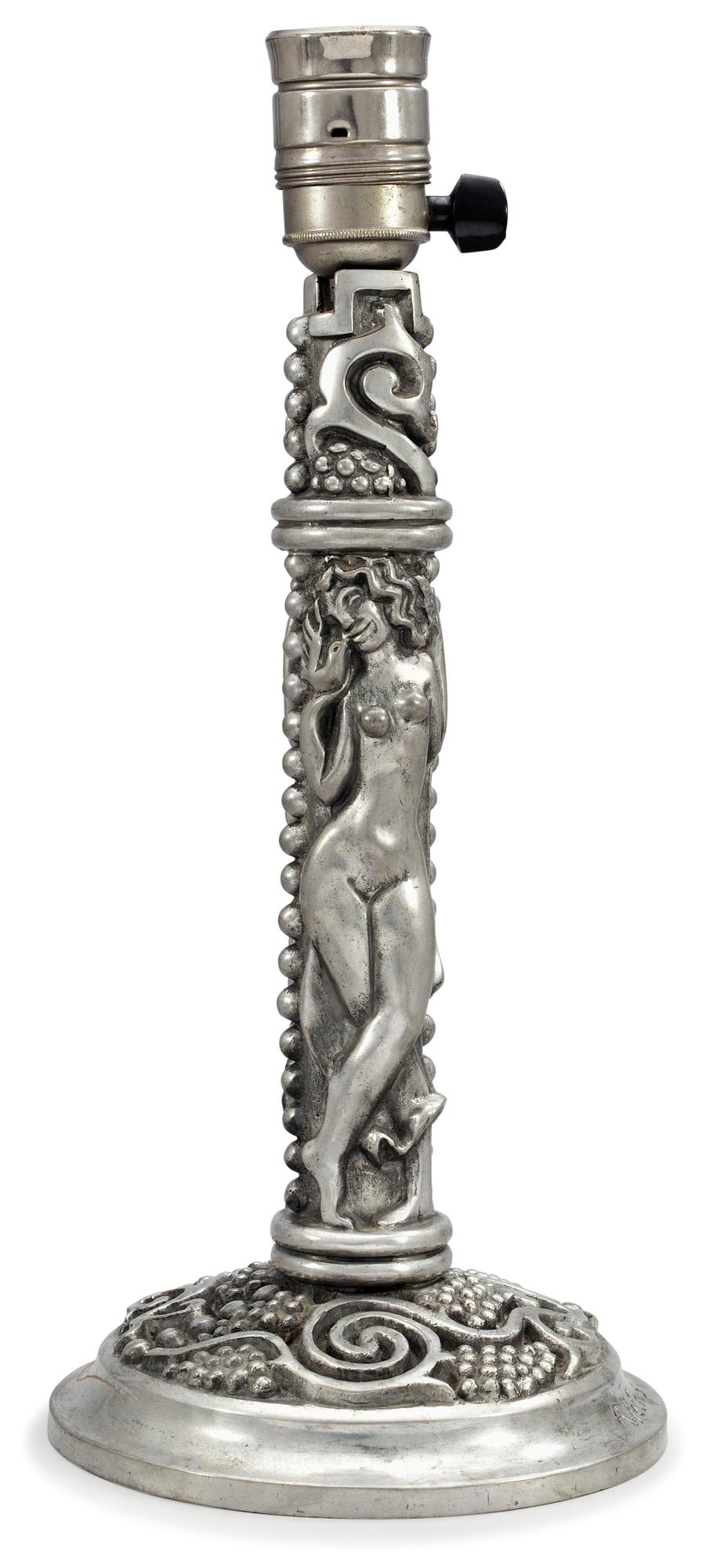 An Anna Petrus pewter table lamp, Stockholm 1927.