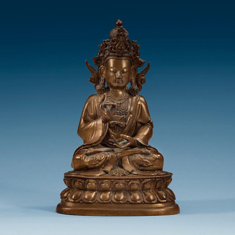 BODHISATTVA, patinerad brons. Sinotibetansk, 1700/1800-tal.