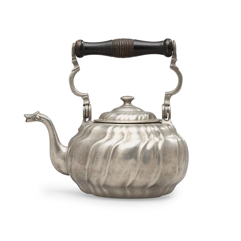 A Rococo pewter tea-pot by O Artedius 1760.