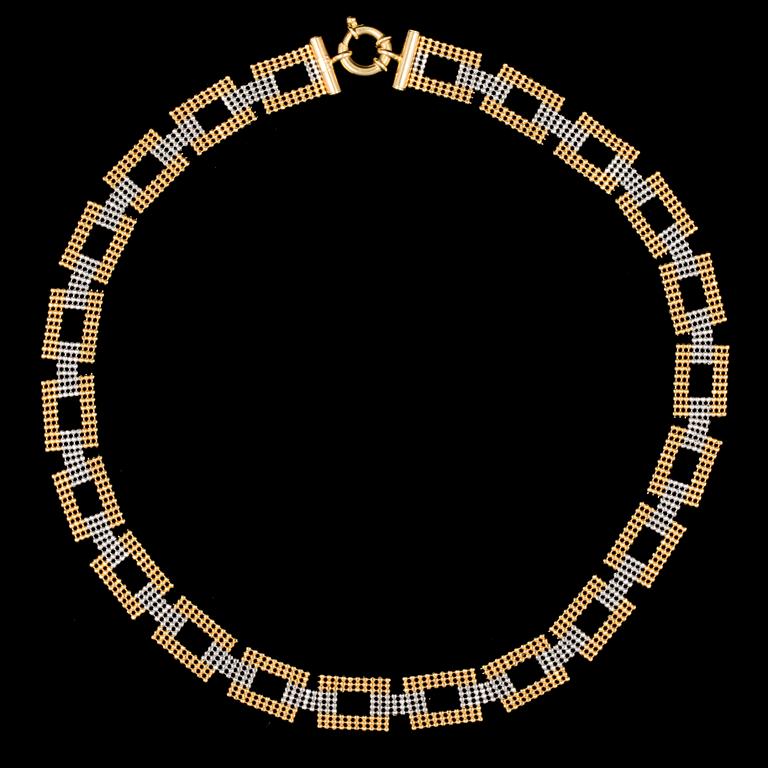COLLIER, 15k guld och vitguld, Italien 1990/2000-tal. Vikt 20,1g.