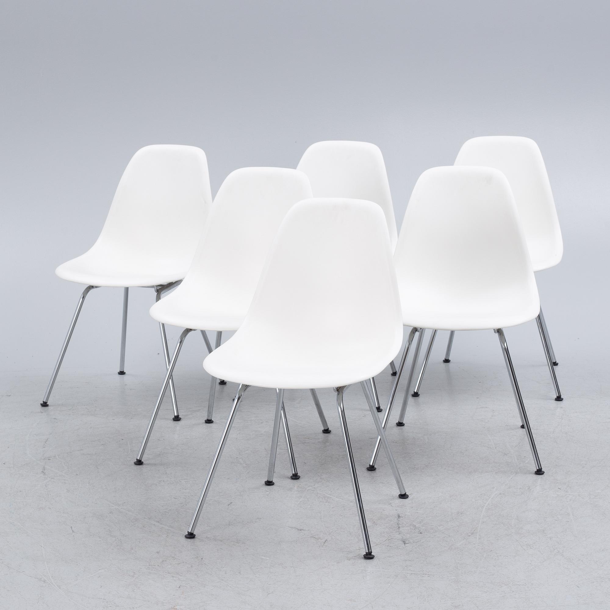 Charles & Ray Eames, stolar, 6 st, "RE Plastic Chair - DSX". Vitra.