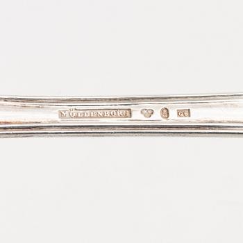 Bestick, 16 delar, silver, "Engelsk Snäck", bl.a Gustaf Möllenborg, Stockholm, 1854-1885.