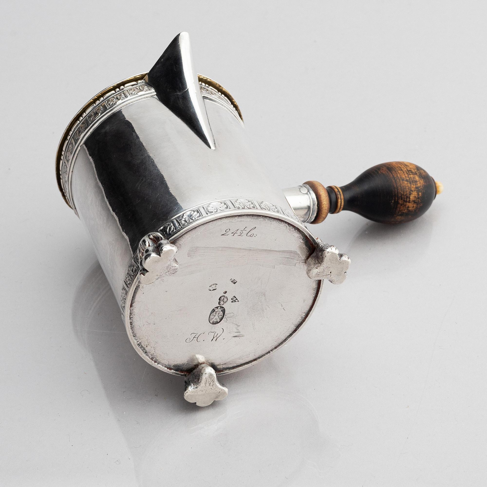 Pehr Zethelius, chokladkanna, silver, Stockholm 1789. Gustaviansk.