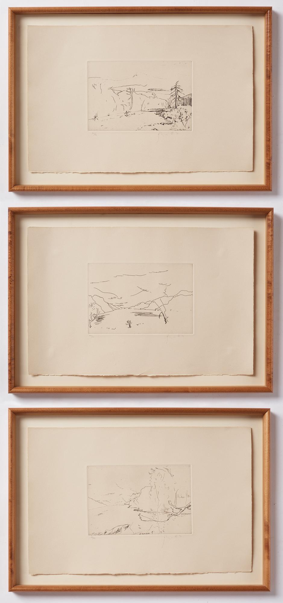 Barry Flanagan, tre stycken etsningar. Samtliga signerade. En numrerad 42/50 och två numrerade 44/50.