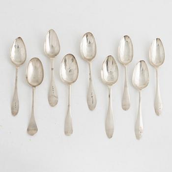 Eight Swedish Silver Spoons, 18th/19th Century.