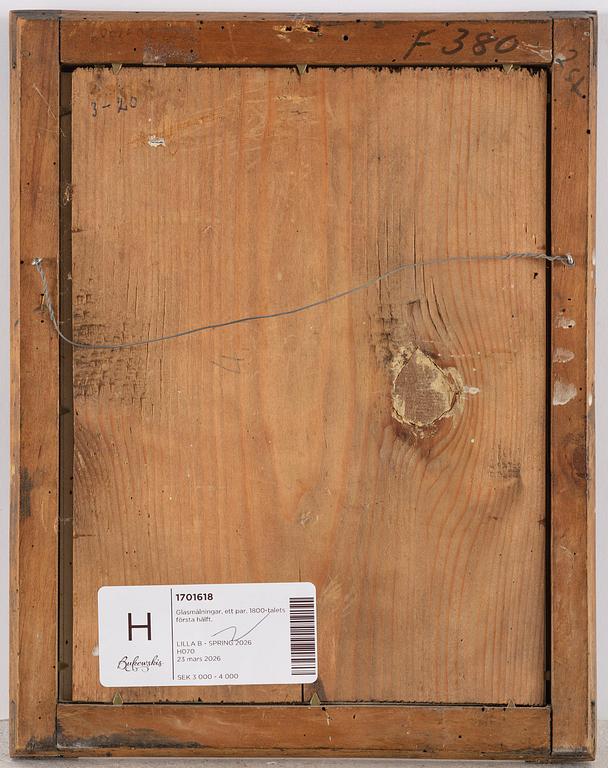 Glasmålningar, ett par, 1800-talets första hälft.