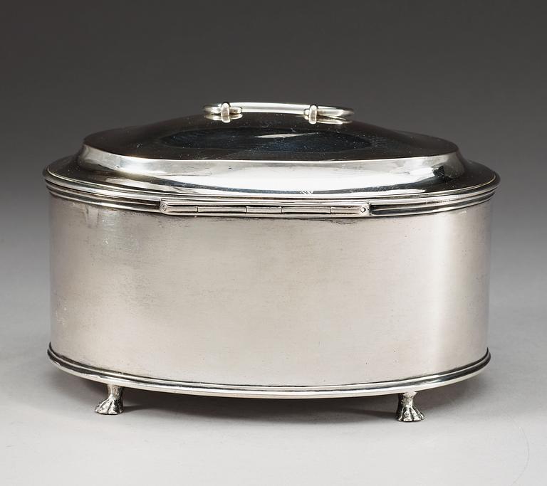 A Swedish 18th century silver sugar-casket, makers mark of Arvid Floberg, Stockholm 1795.