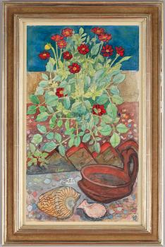 78. Hilding Linnqvist, Still life with flowers and seashells.