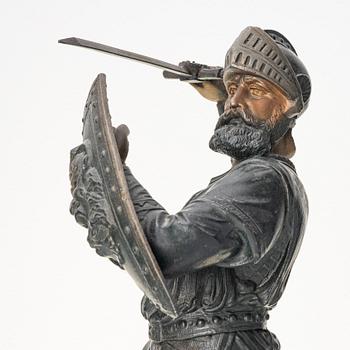 Figuriner, ett par, patinerad zink, omkring år 1900.