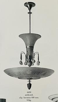 Harald Notini, taklampa, modell "6658", Arvid Böhlmarks Lampfabrik, 1930-tal.