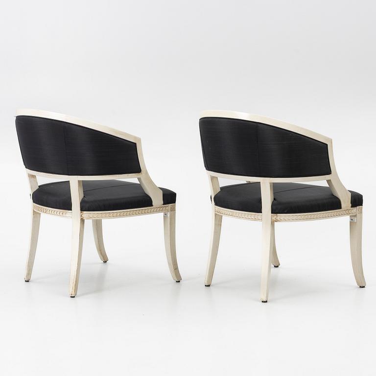 Karmstolar, ett par, sengustaviansk stil, 1900-talets andra hälft.