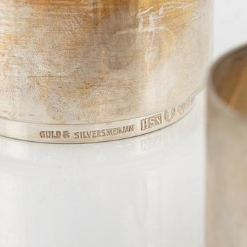 Sockerskål, gräddkanna samt bricka, Guld & Silversmedjan, Stockholm, 1967-69.