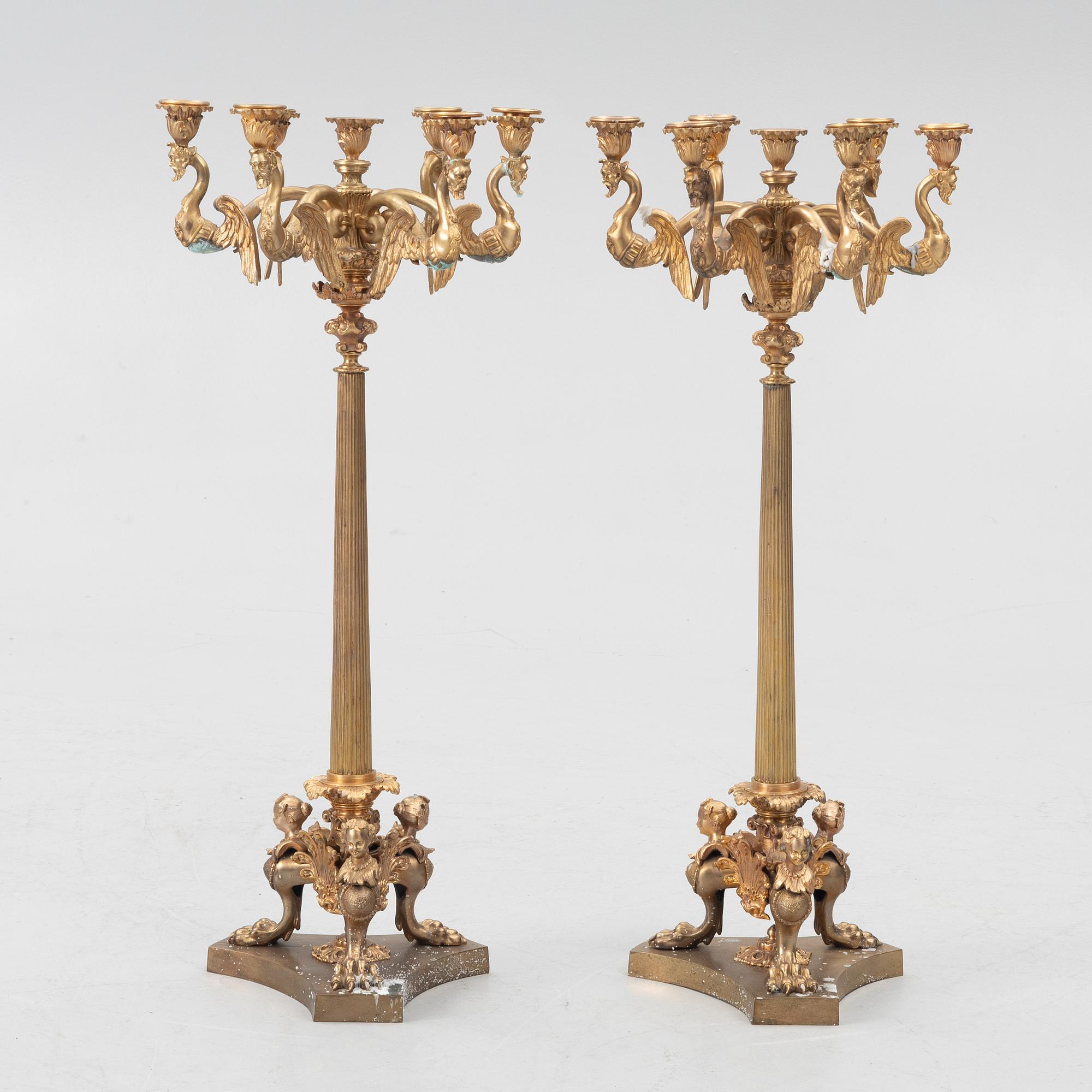 Kandelabrar, ett par, empirestil, 1900-tal.