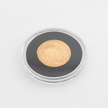 Guldmynt Sverige, Karl XV 1 Carolin 20 Francs, 1872.