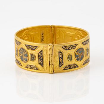A Byzantine-style gold and enamel bracelet, presumably modern.