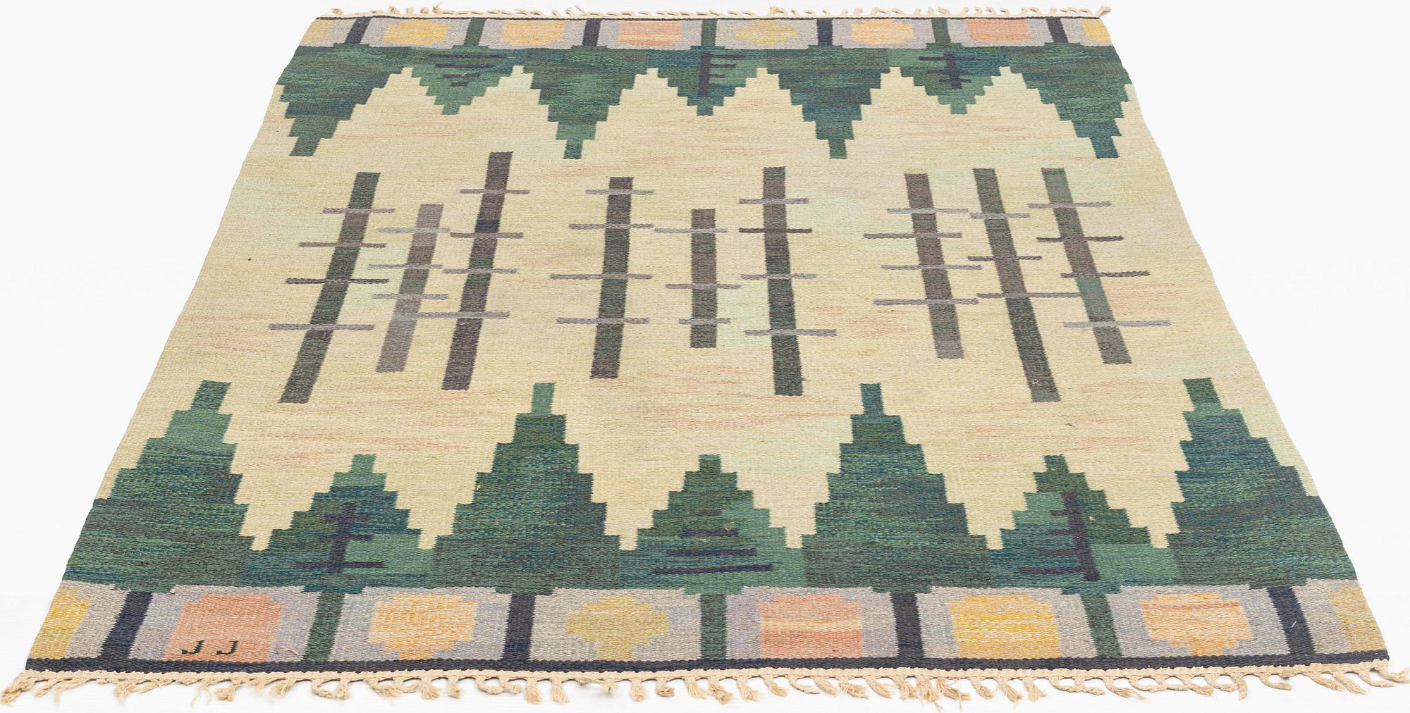 Judith Johansson, matta, "Skogsbryn", rölakan, ca 243 x 170,5 cm, signerad JJ.