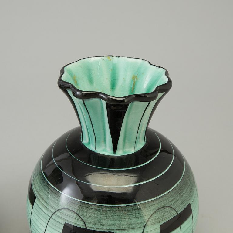 ILSE CLAESSON, VASER, två st, flintgods, Rörstrand, 1928-1936.